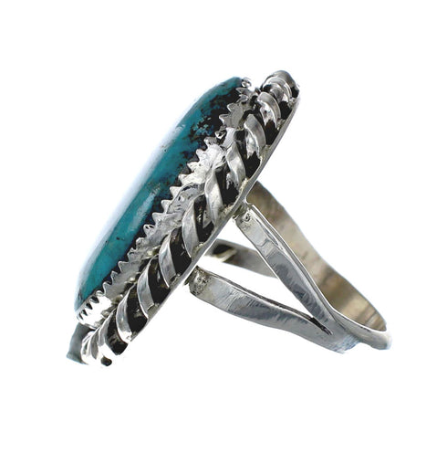 American Indian Genuine Sterling Silver Kingman Turquoise Ring Size 7 NN20216